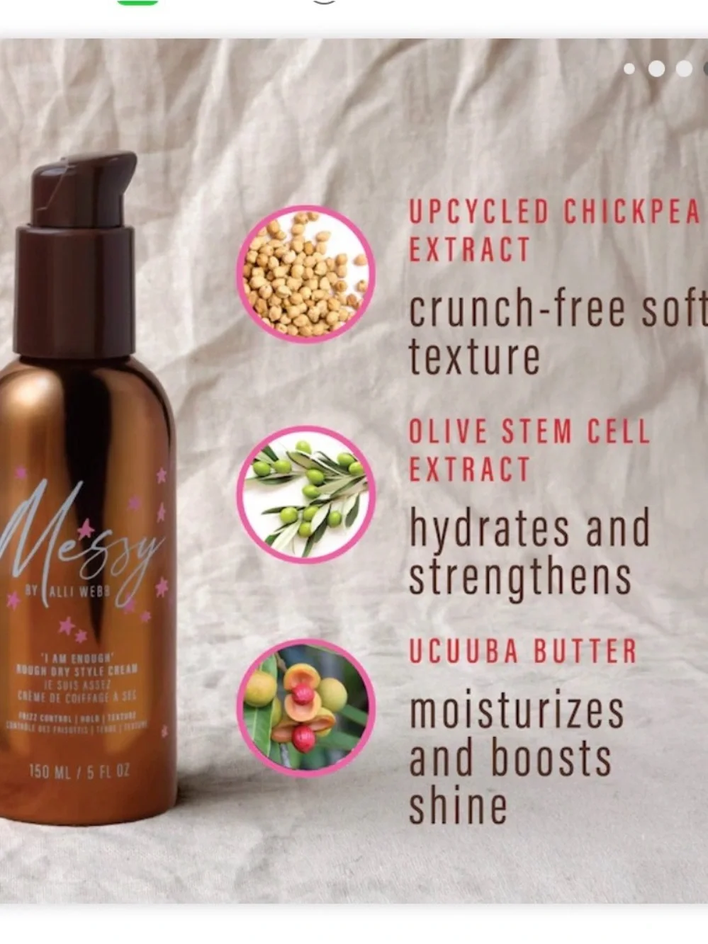Messy By Alli Webb -rough day styling cream for frizz control, hold, texture
